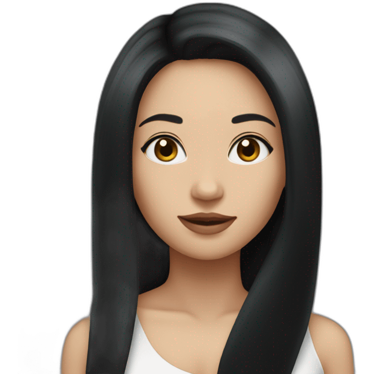 Fair skinned pretty woman with long straight black hair emoji