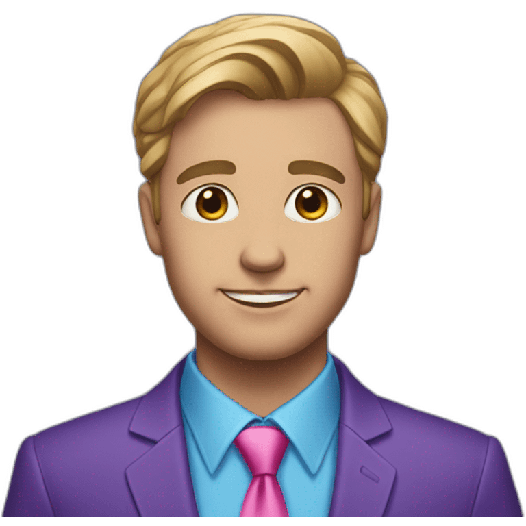 Guy in purple suit blue shirt and pink tie emoji