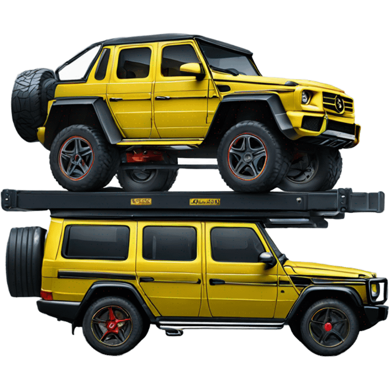 car lift Lamborghini and g waggon emoji