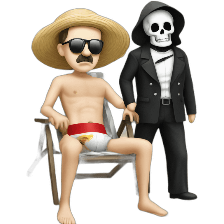 Adolf Hitler on holiday with the grim reaper sunny beach emoji