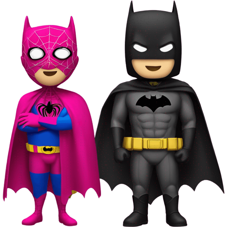 Batman and pink spiderman emoji