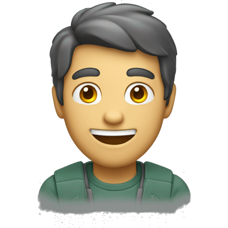 A man with a grin holding up his fingers emoji