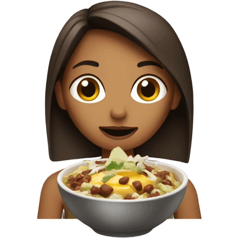 A girl eating a chipotle bowl  emoji