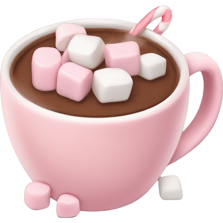 Light Pink mug of hot chocolate with marshmallows  emoji