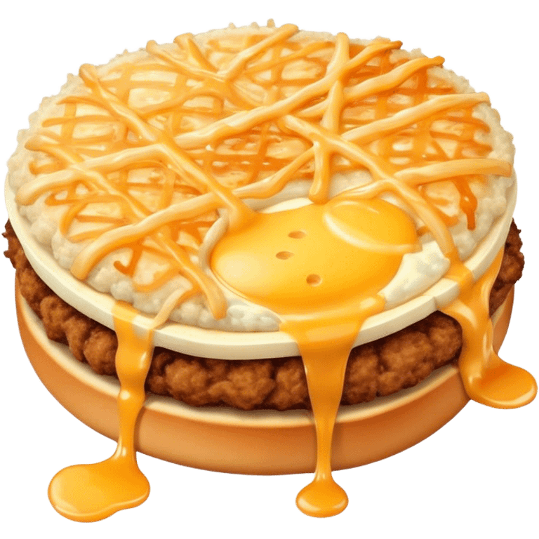 breaded meat with onion and cheese on top emoji