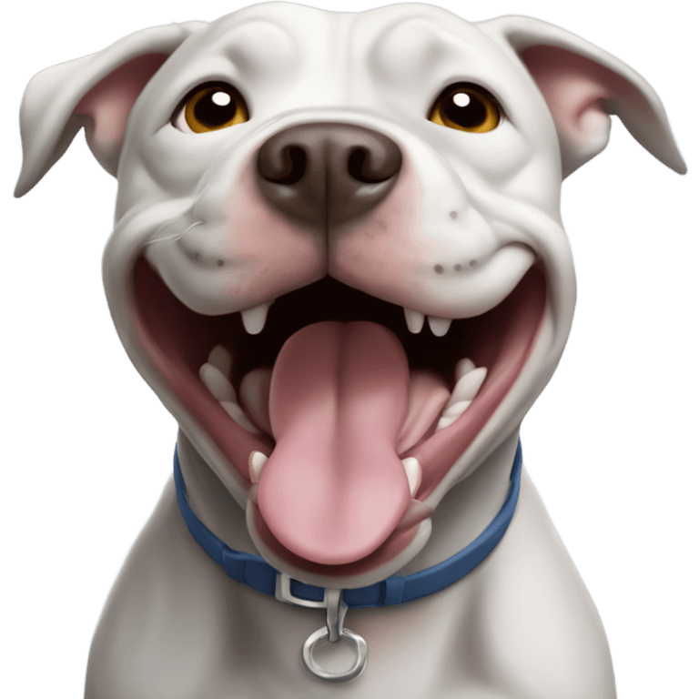 Laughing gray pit bull emoji