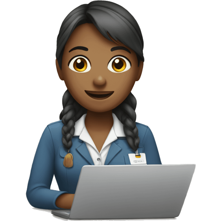 Girl working online customer service emoji