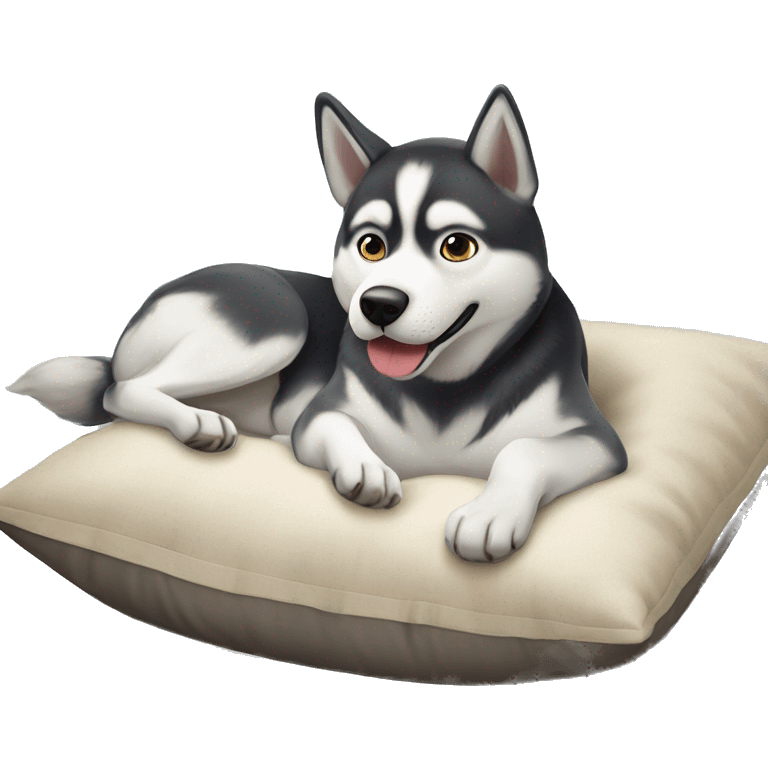 Husky dog lay on a pillow emoji