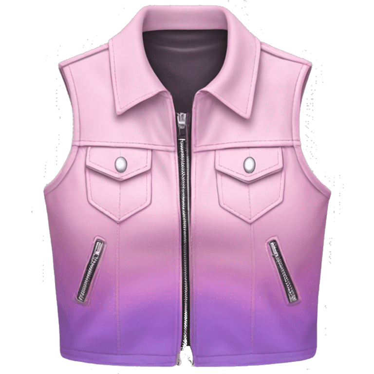 Realistic pastel pink to pastel purple ombre crop top zippered leather vest. emoji