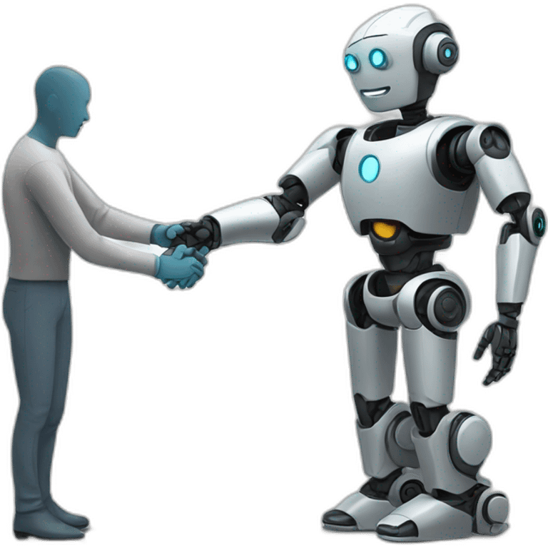 Robot and human shake hands emoji