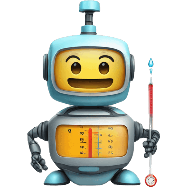 happy robot with thermometer emoji