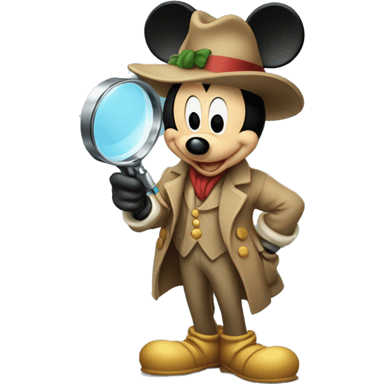 mickey mouse detective holding a magnifying glass emoji