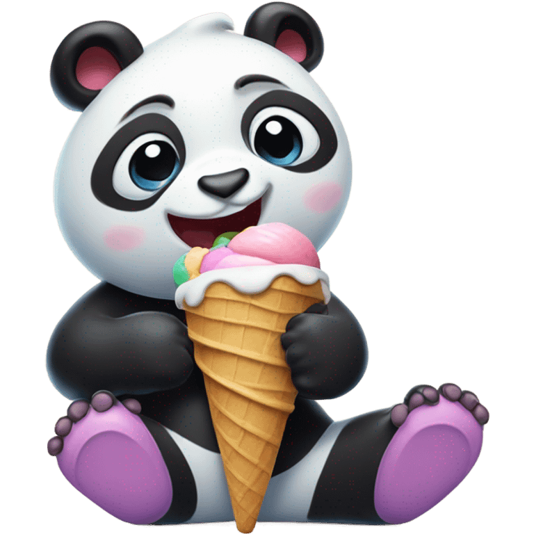 Panda eating ice cream emoji