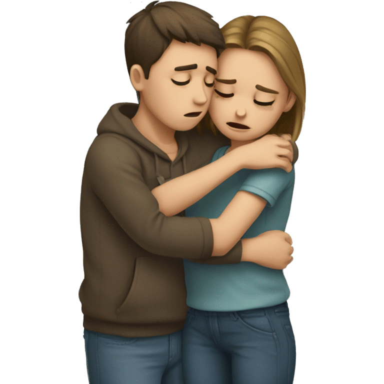  Boy crying and hugging girl emoji