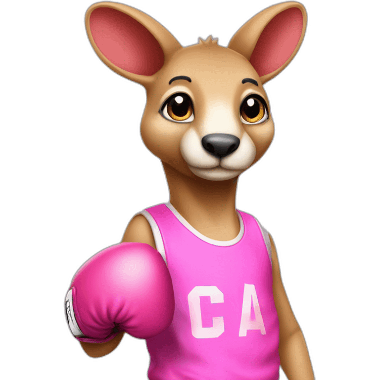 kangourou avec des gants de boxe rose emoji