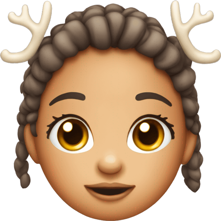 cute girl reindeer head with eyelashes  emoji