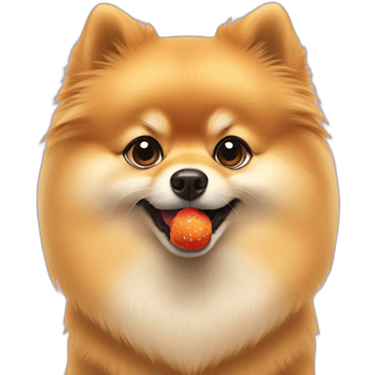 Pomeranian eating a snack emoji