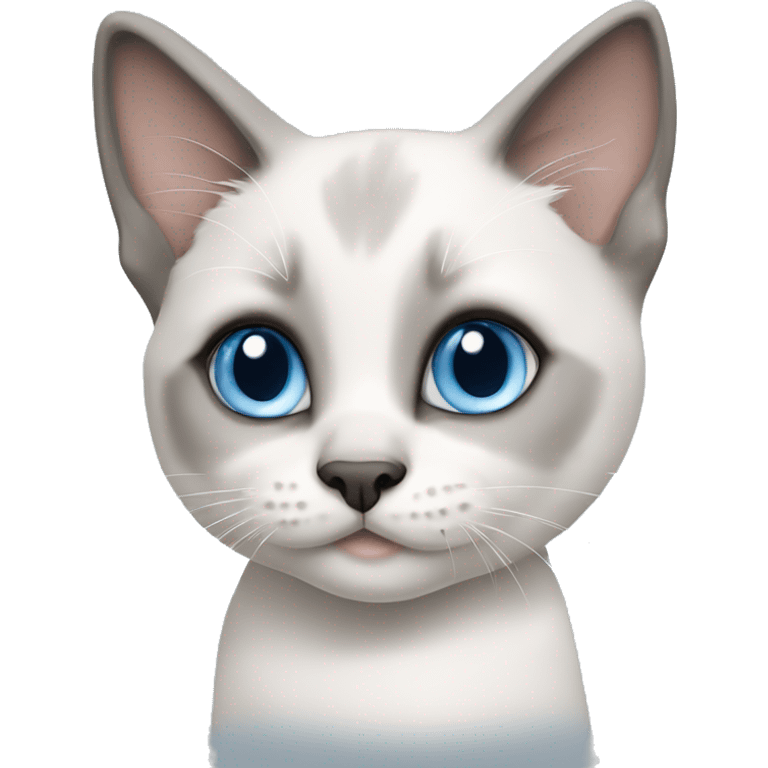 Cute big blue eyed Siamese white and grey kitten emoji