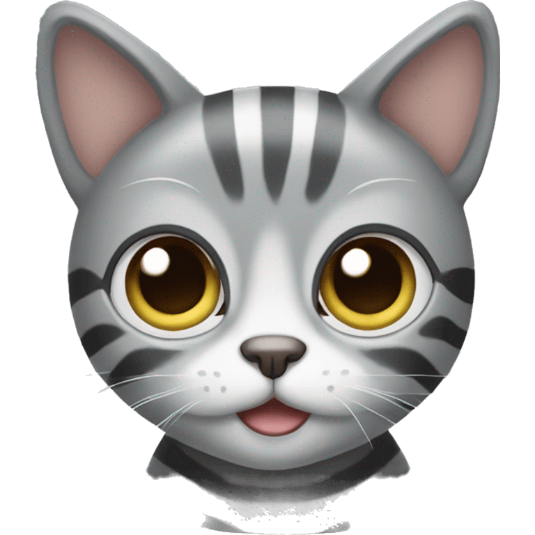 Grey stripe cat with big eyes emoji