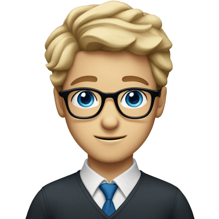 Dark blonde blue eyes studious Jewish boy with glasses  emoji