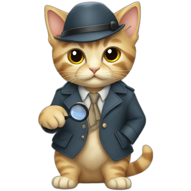 A detective kitten with a magnifying glaa emoji