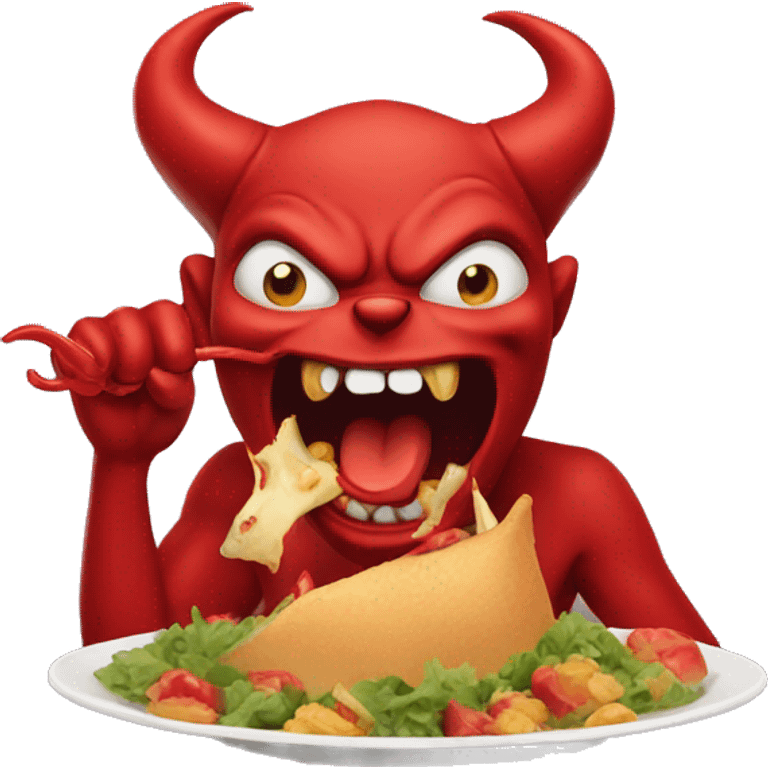 humorous devil eating emoji