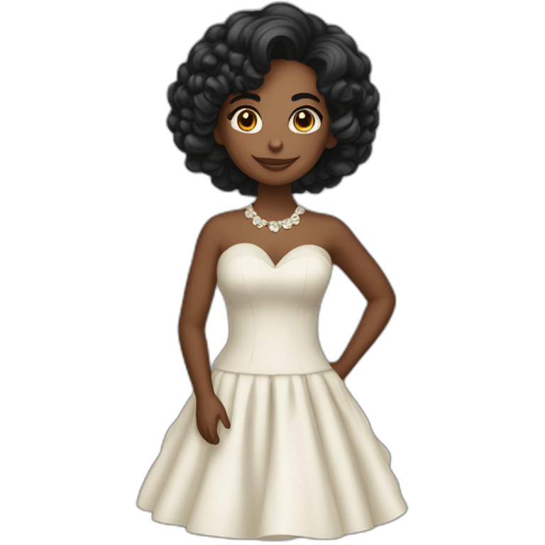 Moça morena de vestido cor preta emoji