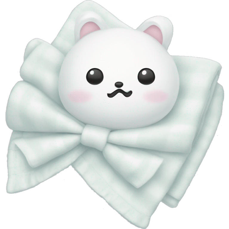 cute pastel white blanket with white bow emoji