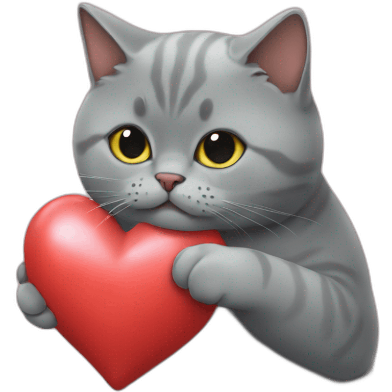 Cat (british shorthair) pukes out a big heart emoji