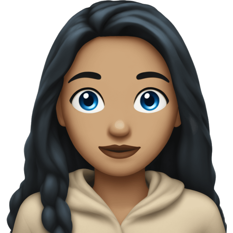 woman with long black hair, enchanting blue eyes, and tan skin emoji