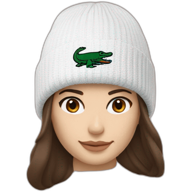 Brunette lacoste beanie with lacoste emoji