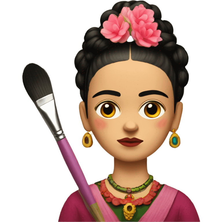 frida kahlo as a kid with paintbrush emoji