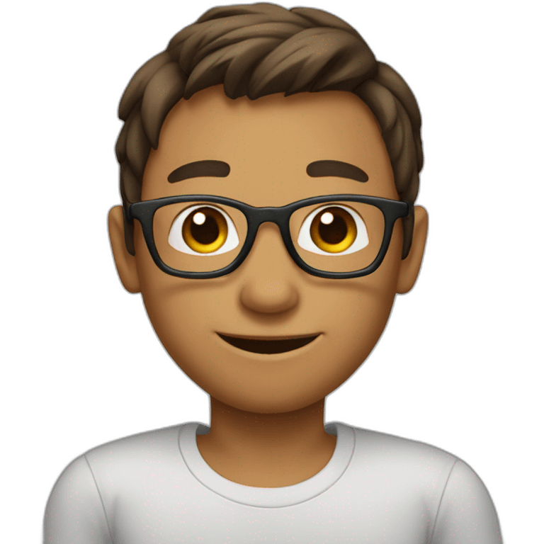 Boy with brown hairs tied in a tail thumb up wearing glasses emoji