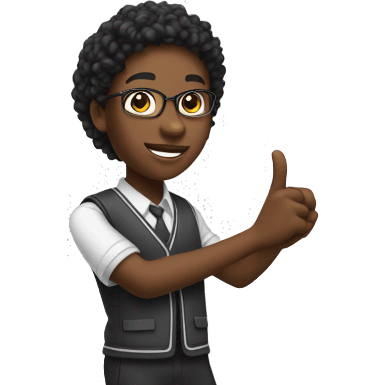 black middle school student raising hand emoji