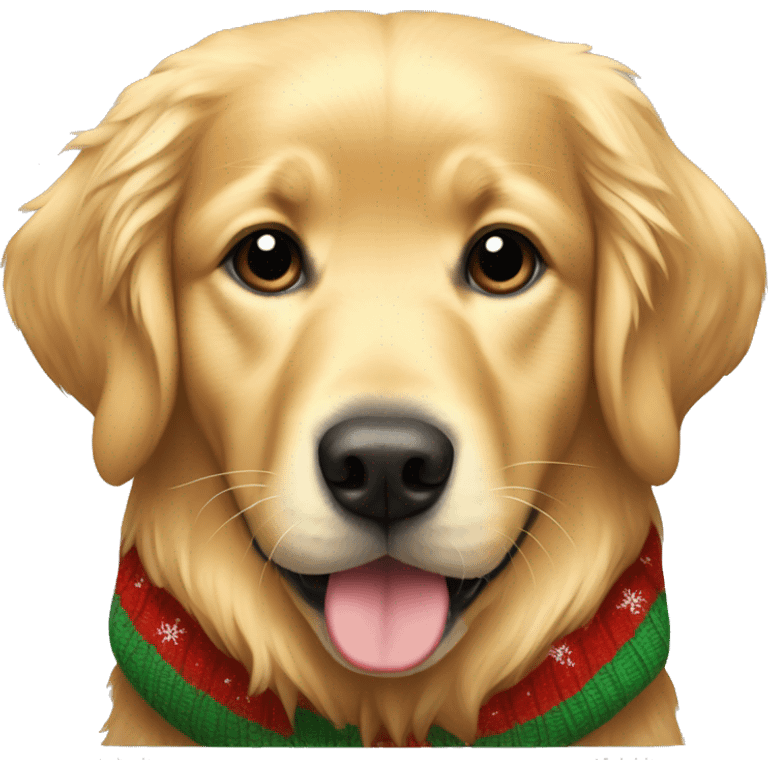 golden retriever wearing christmas sweater emoji