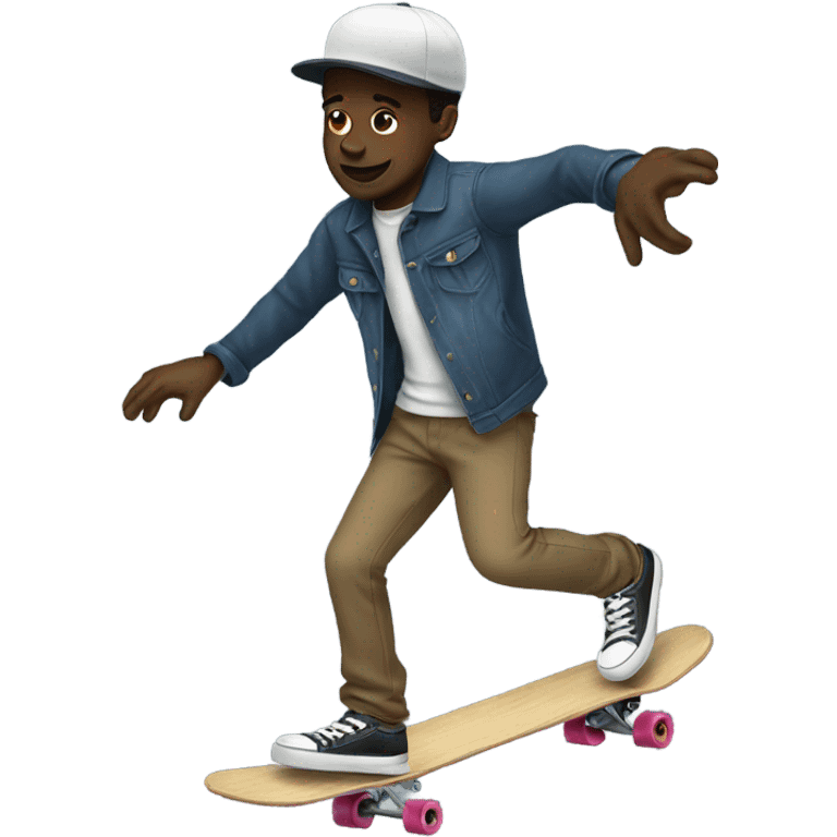 Black man skateboarding  emoji