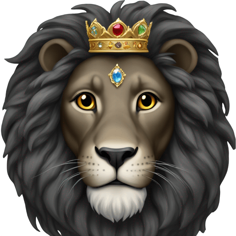 Black lion with crown emoji