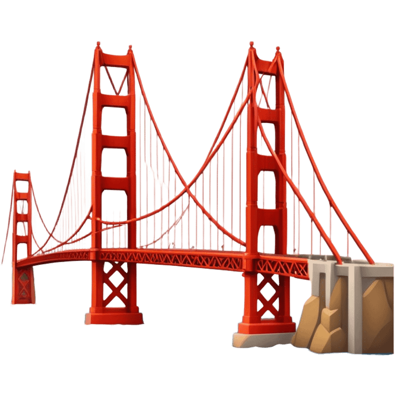 Cinematic Realistic Golden Gate Bridge Landmark Emoji, depicted with the iconic suspension bridge rendered with rich detail and vibrant, dynamic lighting. emoji