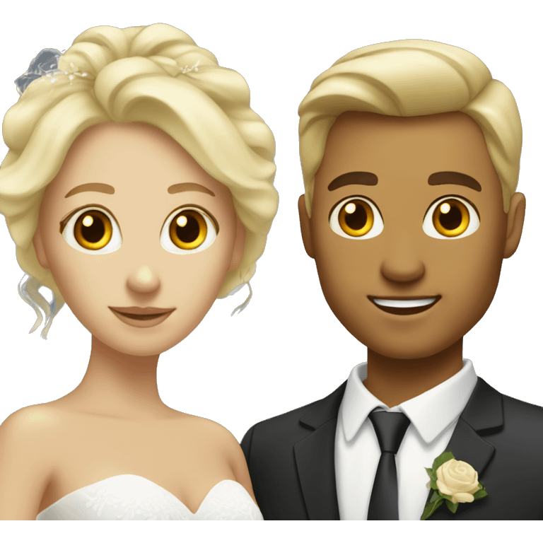 Blonde woman and tan man wedding emoji