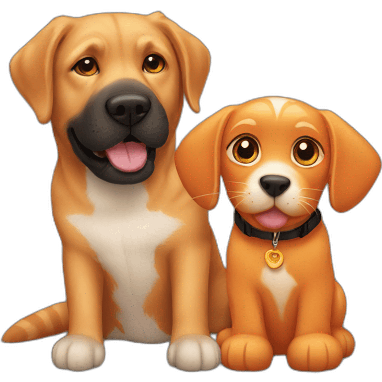 orange cat and black labrador dog emoji