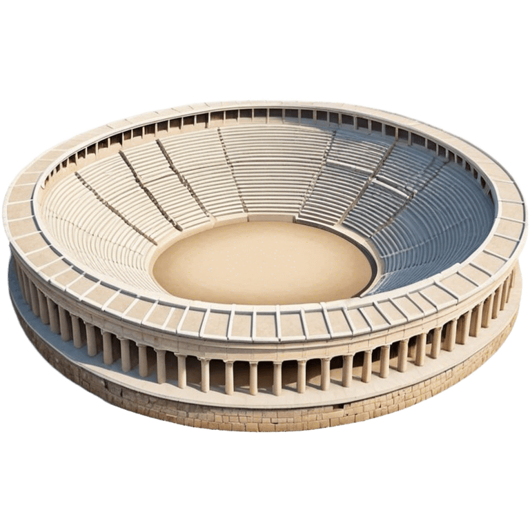 Cinematic Realistic Pula Arena Landmark Emoji, showcasing the ancient Roman amphitheater rendered with detailed weathered stone textures and dramatic lighting. emoji