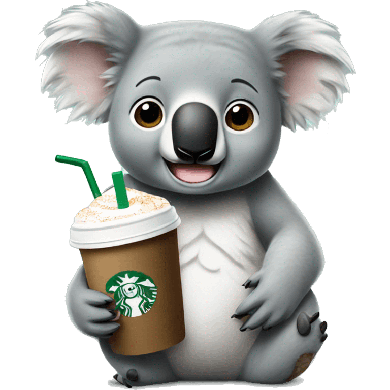 Koala drinking starbucks cold coffee emoji