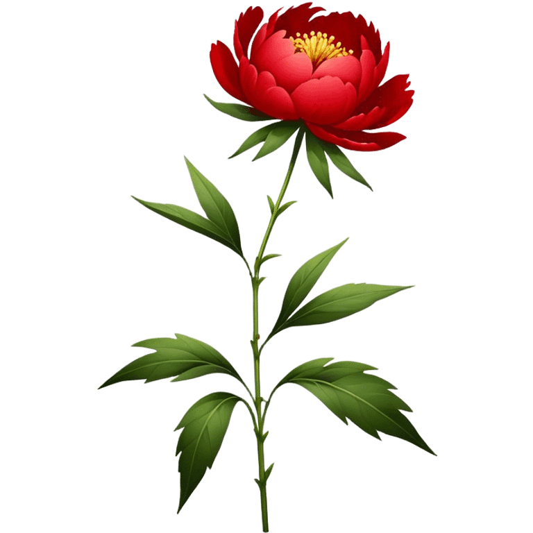 single Red Red Peony, straight stem emoji