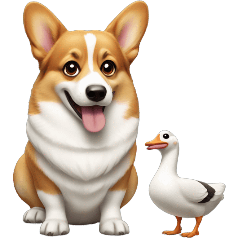 Corgi eating a goose emoji