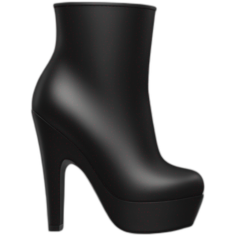 Black leather boots slick ankle and long and thick heels  emoji