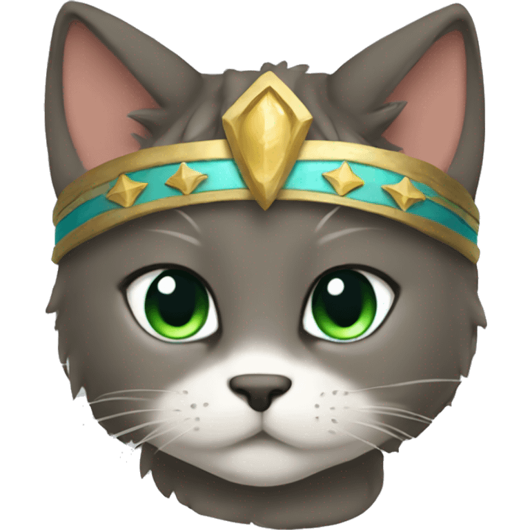 a cute warrior cat with head band on emoji