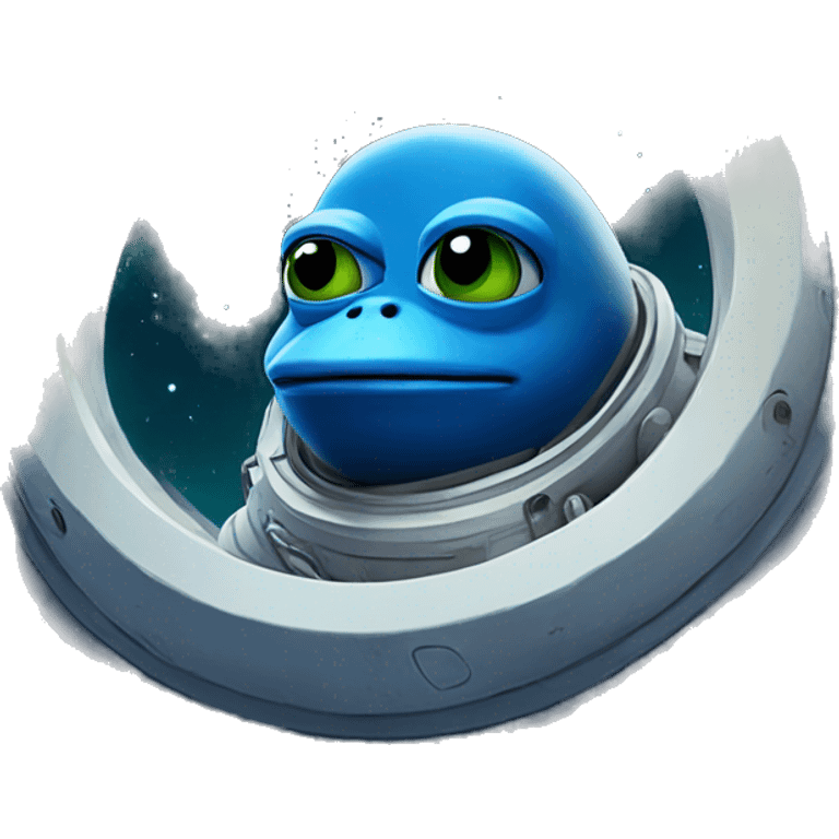 Blue pepe in space ship emoji