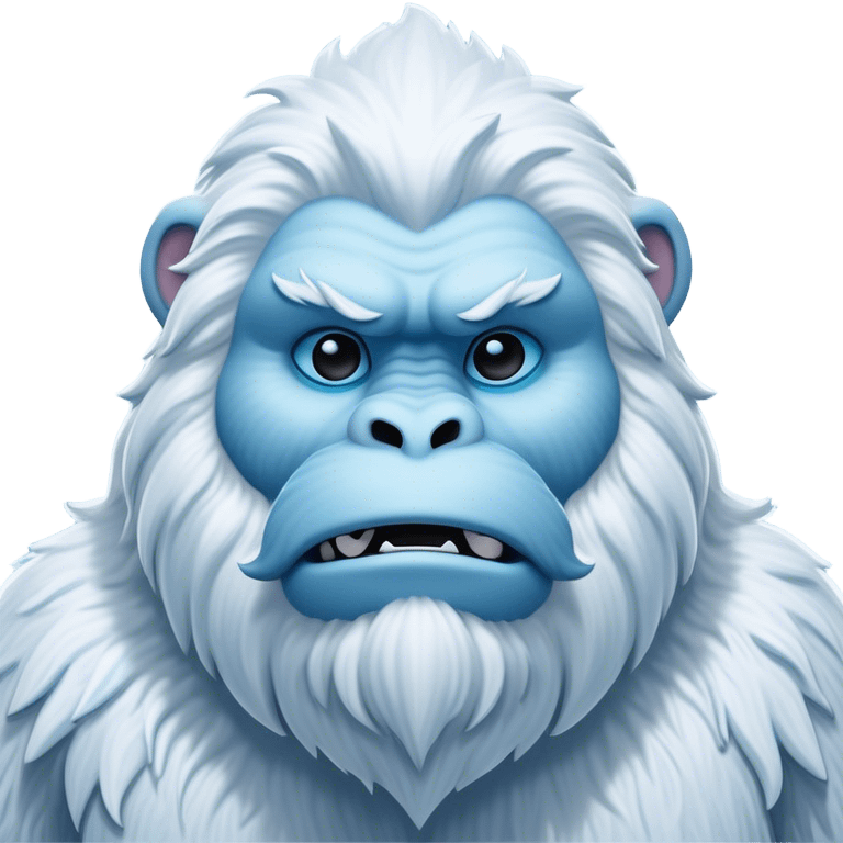 Cinematic Noble Yeti Portrait Emoji, Grand and enigmatic, with a towering, snow-dusted figure in pristine whites and cool blues, exuding ancient, mystical wisdom and stoic majesty, simplified yet exquisitely detailed with frosty textures, glowing with a gentle, icy outline that captures the awe-inspiring presence of a guardian of the frozen wilds! emoji