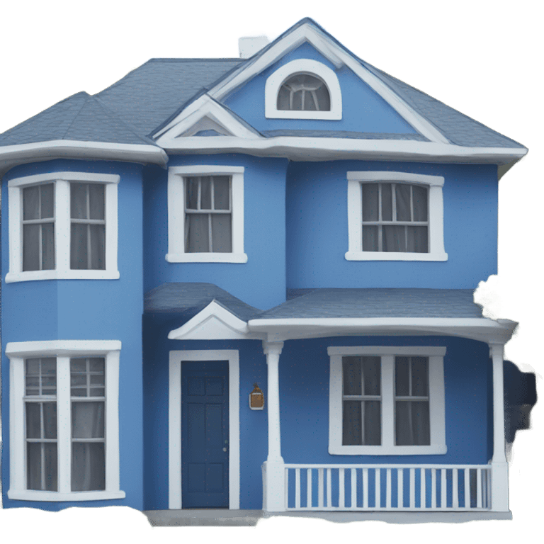 a blue house that has writen on it the brokers emoji