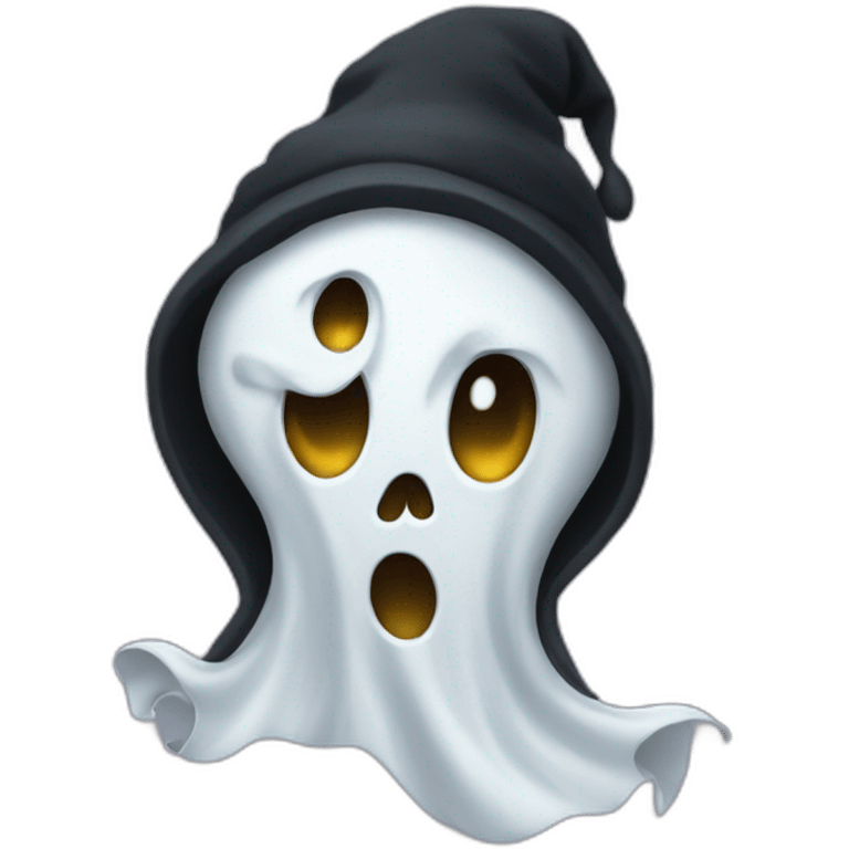 Spooky Ghost wearing a black beanie emoji